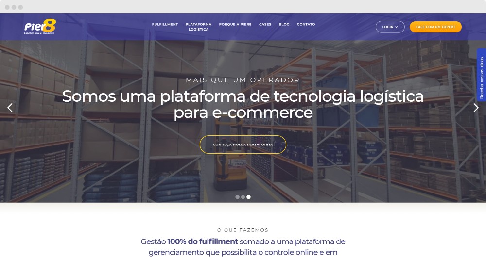 Imagem do site da Pier8 Logística para E-Commerce que foi desenvolvido em Webflow